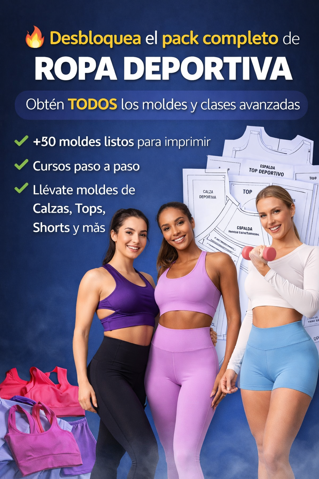 🏋️‍♀️ ROPA DEPORTIVA Moldes listos para imprimir